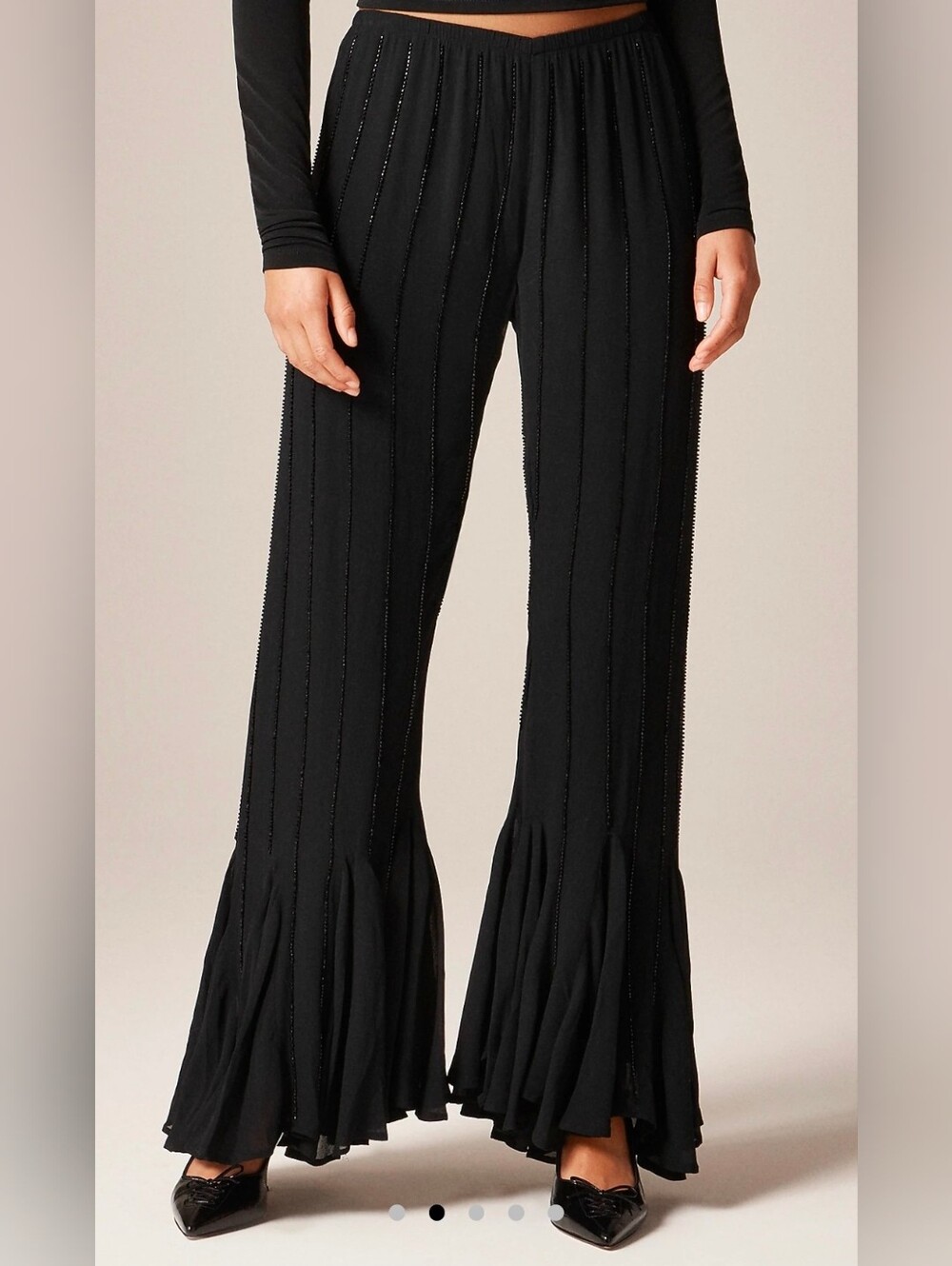 J. Crew Collection beaded Cosmo pant with flounce hem Size XL